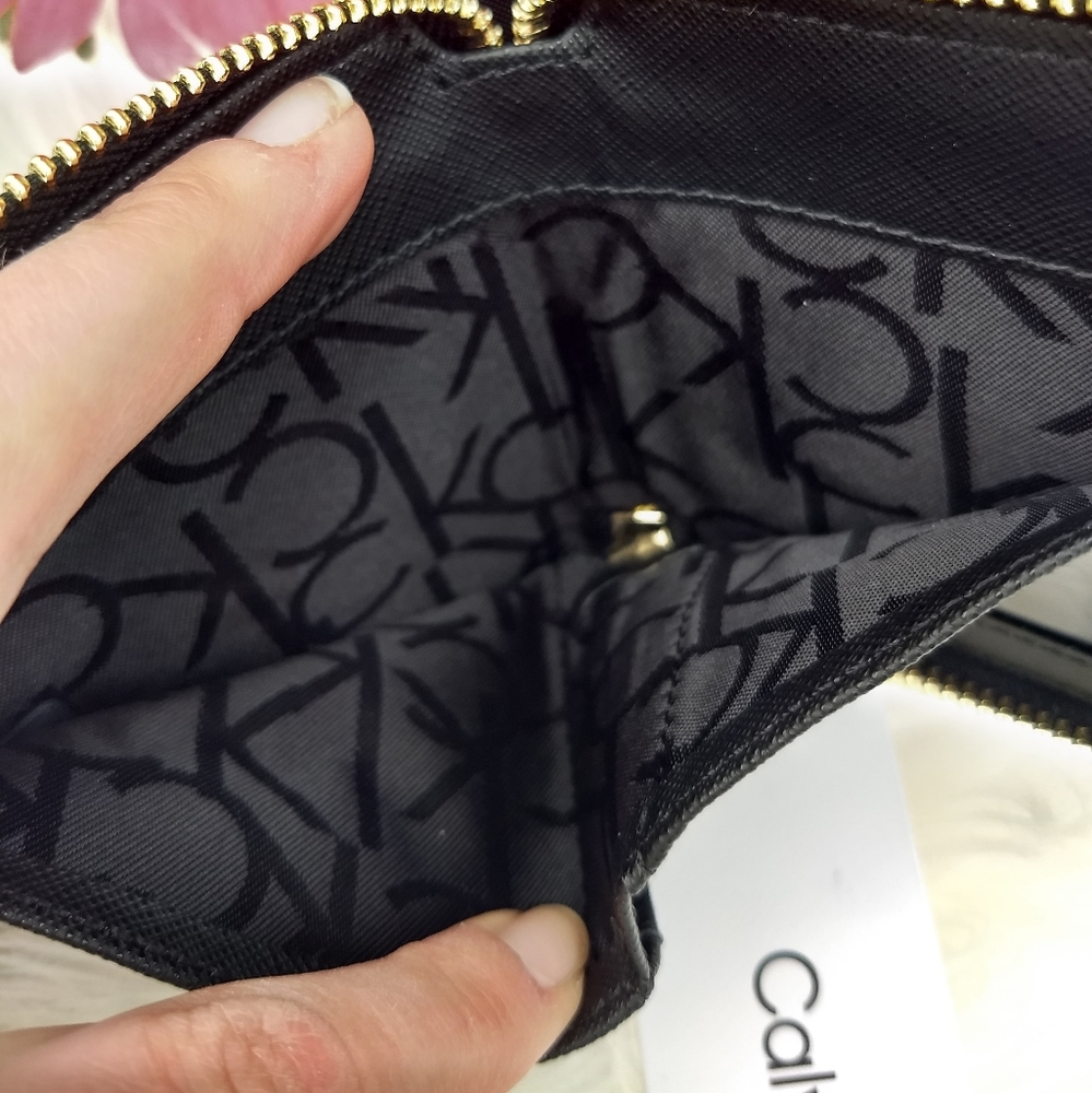WALLET SOLD Calvin Klein Signature Black Floral Shopper Tote + Wallet - Picture 16 of 16